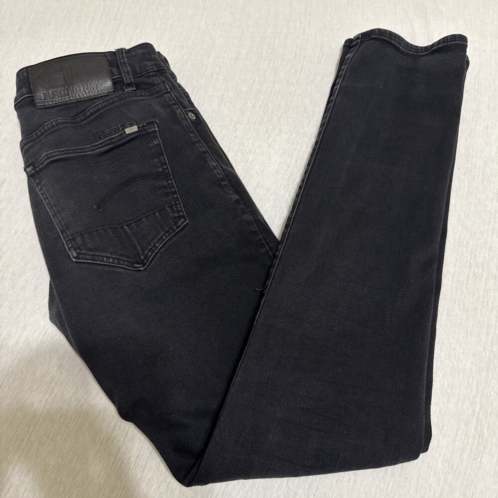 G-Star Raw 3301 Jeans Men's 30x34 Button Fly Straight Stretch Slim Fit Black EUC
